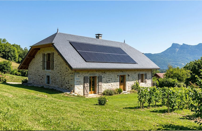 Résidentiel) Installation panneaux solaires maison pierre Yenne Avant-Pays Savoyard